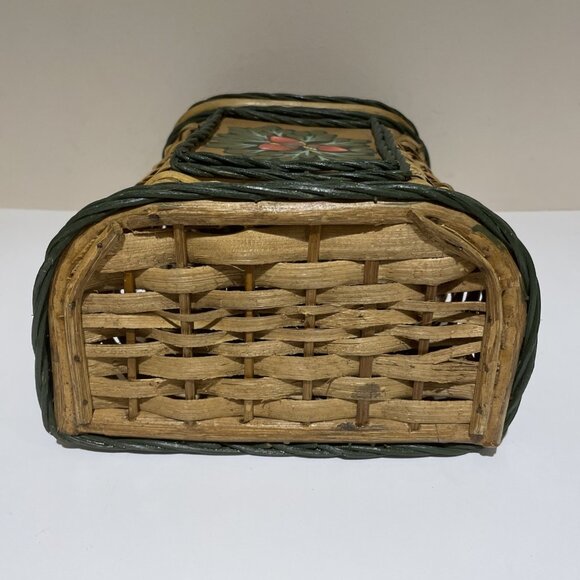 Vintage Woven Wicker Hanging Wall Pocket Basket Americana Forest Cottagecore - Picture 10 of 13